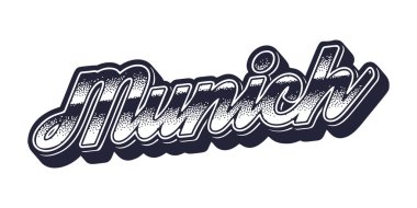 Geçmişe dönük üç boyutlu grafik tarzında Münih şehir adı