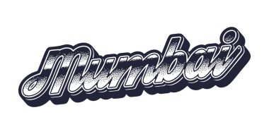 Mumbai şehir adı üç boyutlu grafik tarzında retro