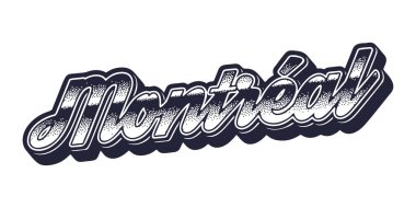 Montreal şehir adı retro üç boyutlu grafik tarzında