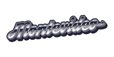 Montevideo şehir adı retro üç boyutlu grafik tarzında