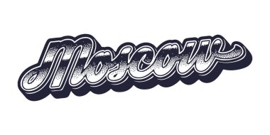 Moskova 'nın üç boyutlu grafik tarzındaki retro şehir adı