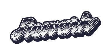 Newark şehir adı retro üç boyutlu grafik tarzında