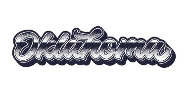 Oklahoma eyaleti ismi üç boyutlu grafik biçiminde retro