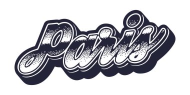 Paris şehir ismi üç boyutlu grafik tarzında retro
