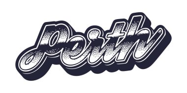 Perth şehir adı retro üç boyutlu grafik tarzında
