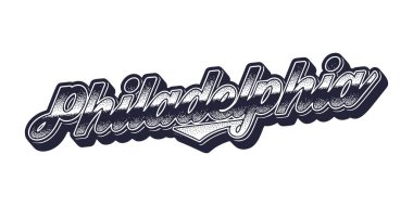 Philadelphia şehir ismi üç boyutlu grafik tarzında retro