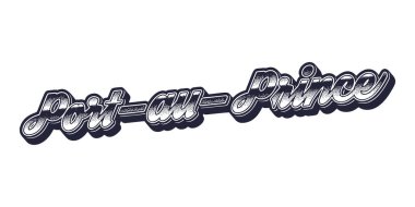 Port-au-Prince şehir adı retro üç boyutlu grafik tarzında