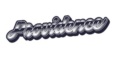 Providence şehir adı üç boyutlu grafik tarzında retro