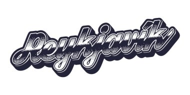 Reykjavik şehir adı retro üç boyutlu grafik tarzında