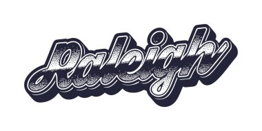 Raleigh şehir adı retro üç boyutlu grafik tarzında