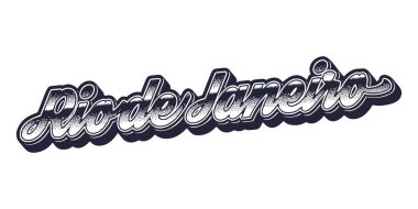 Rio de Janeiro şehir adı retro üç boyutlu grafik tarzında