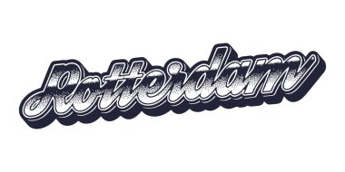 Rotterdam şehir adı retro üç boyutlu grafik tarzında