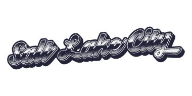 Salt Lake City ismi eski üç boyutlu grafik tarzında