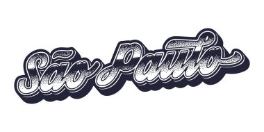 Sao Paulo şehir adı retro üç boyutlu grafik tarzında