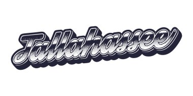 Tallahassee şehir adı retro üç boyutlu grafik tarzında