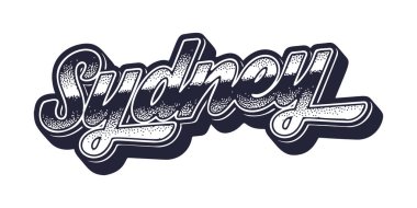 Üç boyutlu grafik tarzında Sydney şehir adı