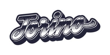 Torino şehir adı üç boyutlu grafik tarzında retro