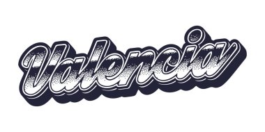 Valencia şehir adı retro üç boyutlu grafik tarzında
