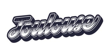 Toulouse şehir adı retro üç boyutlu grafik tarzında