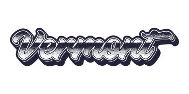 Vermont ismi üç boyutlu grafik tarzında retro