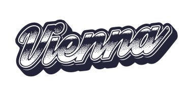 Retro üç boyutlu grafik tarzında Viyana şehir adı