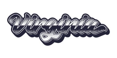 Virginia eyalet adı retro üç boyutlu grafik tarzında
