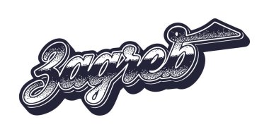 Zagreb 'in üç boyutlu retro grafik tarzındaki şehir adı