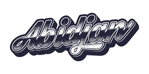 Abidjan şehir adı retro üç boyutlu grafik tarzında