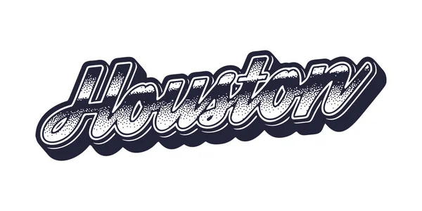 Nazwa Miasta Houston Retro Trójwymiarowy Styl Graficzny — Wektor stockowy