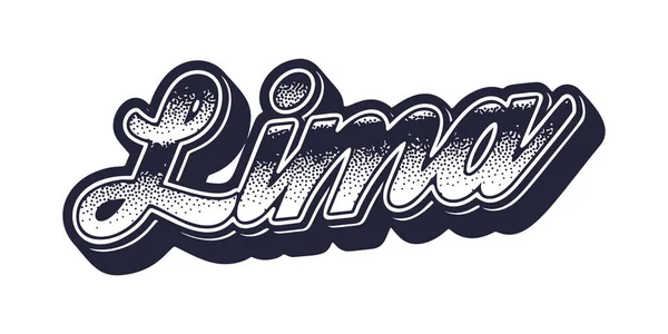 Name Der Stadt Lima Dreidimensionalen Retro Stil — Stockvektor