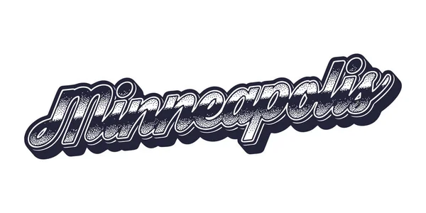 Nombre Ciudad Minneapolis Estilo Gráfico Tridimensional Retro — Vector de stock