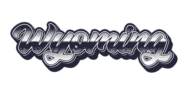 Wyoming State Name Retro Dreidimensionalen Grafischen Stil — Stockvektor