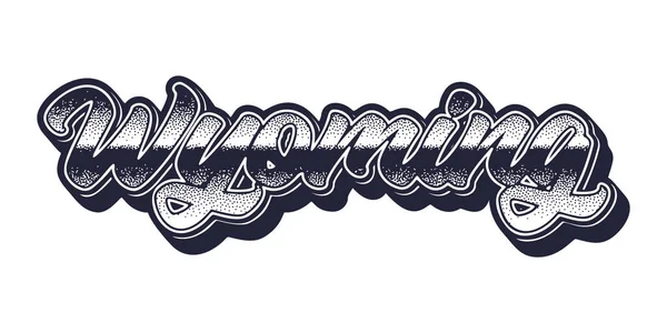 Wyoming Nombre Del Estado Estilo Gráfico Tridimensional Retro — Vector de stock