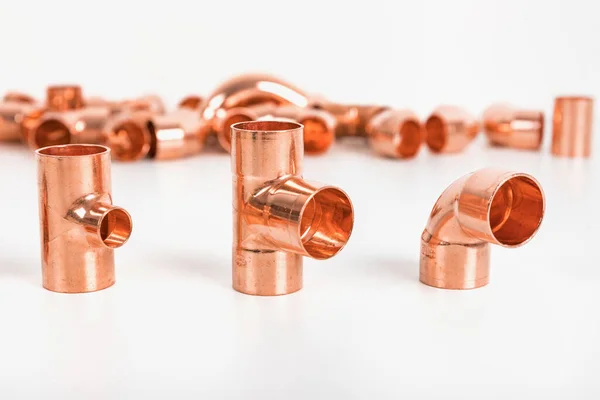 Group Fittings White Background Copper Fittings Pipe Connections Technical Basis Royalty Free Stock Images