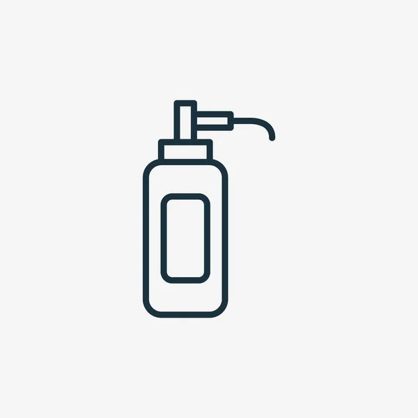 Icono de línea de botella de plástico jabón líquido. Pictograma lineal de contenedor de detergente. Icono del tubo de lavado de manos. Frasco de plástico para belleza o medicina. Trazo Editable. Ilustración vectorial aislada — Vector de stock