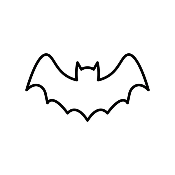 Halloween Black Cute Bat Line Icône. Spooky Fly Vampire with Wings at Night Outline Pictogramme. Effrayant mauvais chauve-souris sombre Icône linéaire. Un AVC modifiable. Illustration vectorielle isolée — Image vectorielle