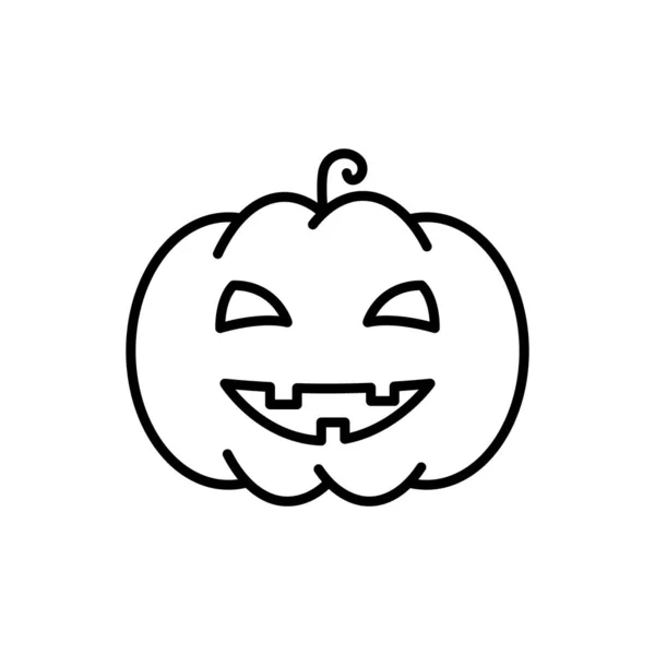 Ícone de linha de abóbora de Halloween. Lanterna Jack assustador para celebração de 31 de outubro Pictograma linear. Cara de abóbora engraçada para decoração de Halloween Ícone esboço. Curso Editável. Ilustração vetorial —  Vetores de Stock