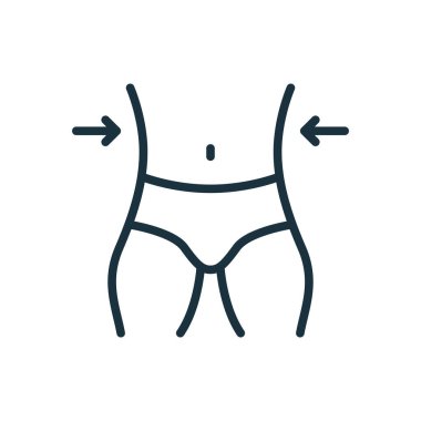 İnce bel. Erkek Zayıflama Hattı Simgesi. Şekil Bel Kontrol Taslak Simgesi. Erkek İnce İnce Çizgili Pictogram. Düzenlenebilir Vuruş. İzole Vektör İllüstrasyonu