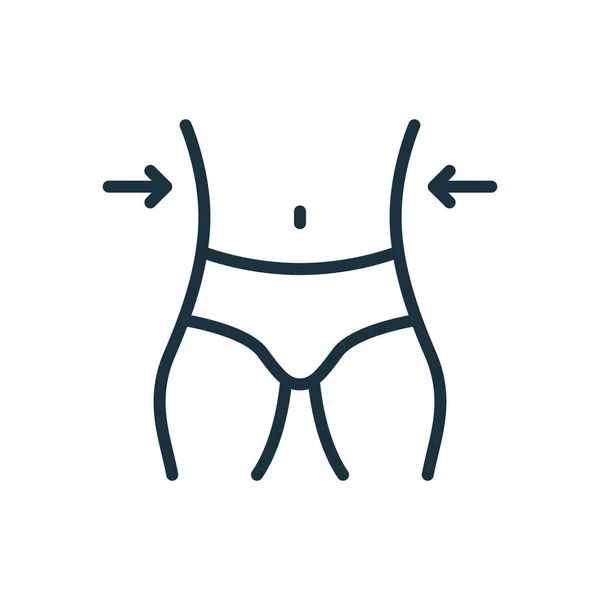 Slimming Waist. Man Loss Weight Line Icon. Shape Waistline Control Outline Icon. Male Body Slimming Linear Pictogram. Editable Stroke. Isolated Vector Illustration — Stock Vector