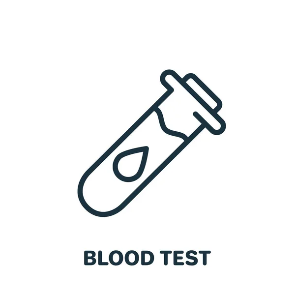 血液检测线Icon实验室研究用线性象形文字样本.血型轮廓图标的医学考试。可编辑的中风。孤立的病媒图解 — 图库矢量图片