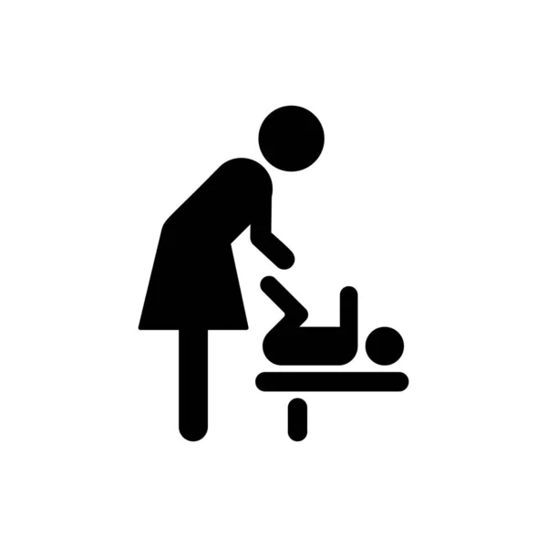 Mother and Baby Room Silhouette Icon. Symbol of Toilet for Child Care Pictogram. Restroom with Baby Table for Change Diaper. Nappy Changing Toilet. Isolated Vector Illustration — Stock Vector