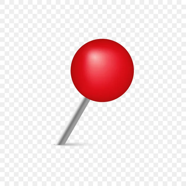 Metal İğne ve Kızıl Saçlı Pushpin. Şeffaf Arkaplanda Plastik Çember İtme İğnesi. Uyarı tahtası için raptiye ve duvara kağıt iliştir. İzole Vektör İllüstrasyonu