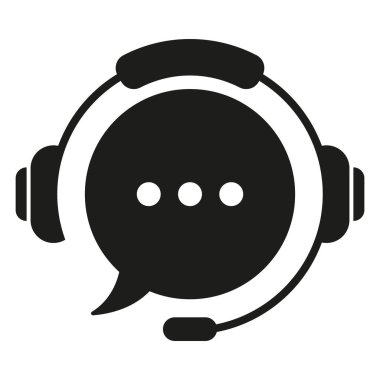 Müşteri Destek Servisi Silueti Simgesi. Çevrimiçi Yardım ve Çağrı Merkezi Pictogram. Kulaklık Simgesi. Yardım hattı ya da yardım hattı konsepti. İzole Vektör İllüstrasyonu