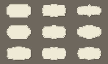 Karanlık Arkaplanda Klasik Retro Frames Koleksiyonu. Şablon Vintage Viktorya Sınırları. Şatafatlı Süslü Farklı Şekilde Zarif Çerçeveler. İzole Vektör İllüstrasyonu