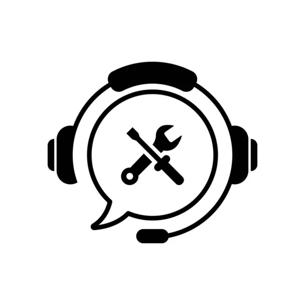 Τεχνική Υποστήριξη Γραμμή Εξυπηρέτησης Πελατών Icon. Ακουστικά και εργαλεία επισκευής Περίγραμμα Εικονόγραμμα. Γραμμή παροχής online πληροφοριών και γραμμή βοήθειας πελατών. Εικονογράφηση διανύσματος — Διανυσματικό Αρχείο