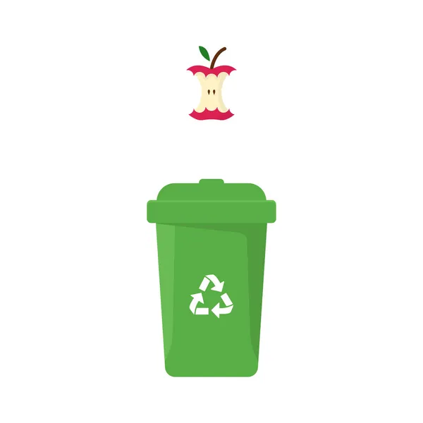 Organik atık için çöp konteynırı ya da geri dönüşüm kutusu. Beyaz Arkaplan 'da Plastik Çöp Kutusu. İzole Vektör İllüstrasyonu — Stok Vektör