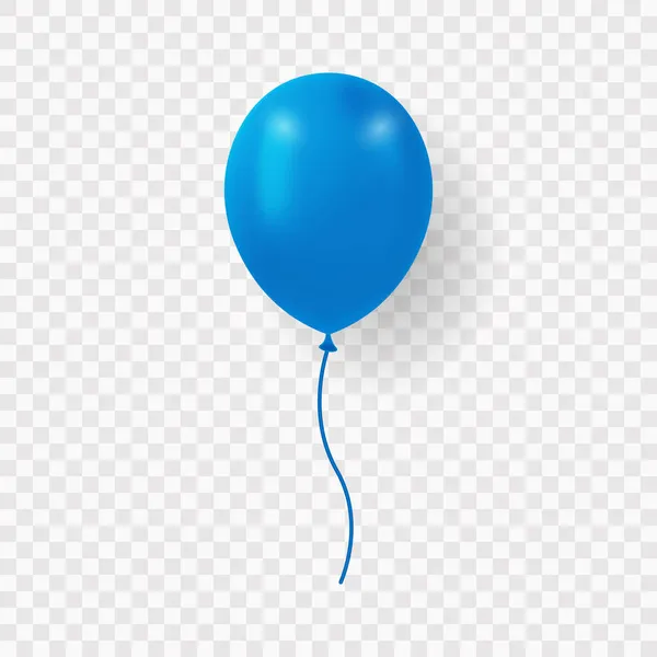 Ballon bleu foncé simple avec ruban sur fond transparent. Ballon réaliste bleu pour fête, anniversaire, anniversaire, célébration. Ballon à air rond avec ficelle. Illustration vectorielle isolée — Image vectorielle
