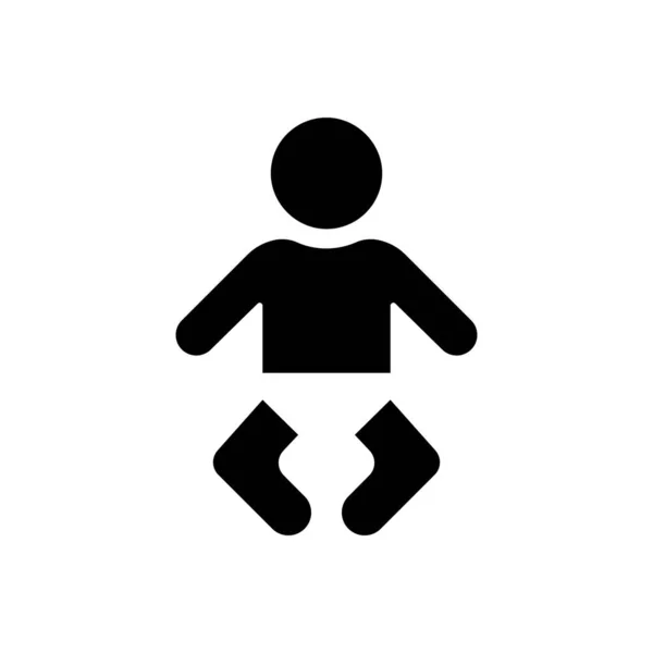 Baby in Windel Silhouette Ikone. Zeichen des Toilettenraums mit Station zum Windelwechseln. Kinderbetreuung WC Symbol. Kinderzimmer-Schild. Toilette für Mutter und Kind Ikone. Isolierte Vektorillustration — Stockvektor
