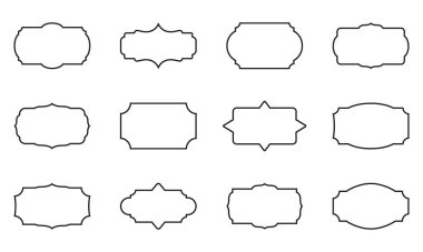 Eski Viktorya Dönemi Sınırları, Retro Rozet ve Dekoratif Klasik Çizgi Simgesi. Süslü Etiket Retro Özet Çerçeve Koleksiyonu. Şablon Zarif Etiketi. Düzenlenebilir Vuruş. Vektör İllüstrasyonu