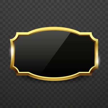 Güzel Altın Lüks Klasik Tasarım. Şeffaf Arkaplanda Camla Altın Retro Frame. Vintage Gold Frame 'den Blank Mockup. İzole Vektör İllüstrasyonu